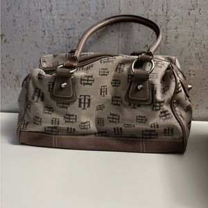 Tommy Hilfiger Taupe and Brown Monogram Satchel